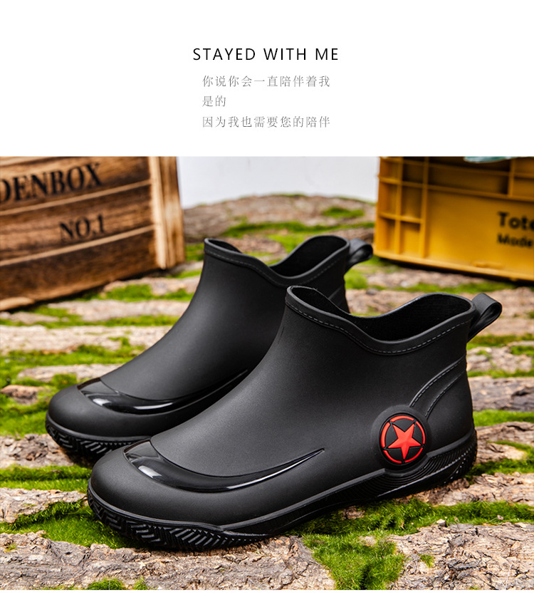 雨鞋短筒男款防滑耐磨赶海钓鱼水鞋2024新款男士加绒胶鞋防水雨靴详情12