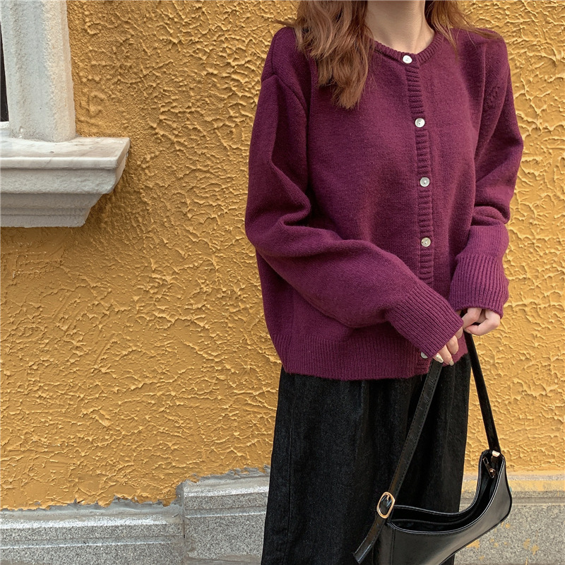 秋冬2021新款韩版宽松百搭毛衣外套女外搭短款针织开衫内搭上衣潮详情17