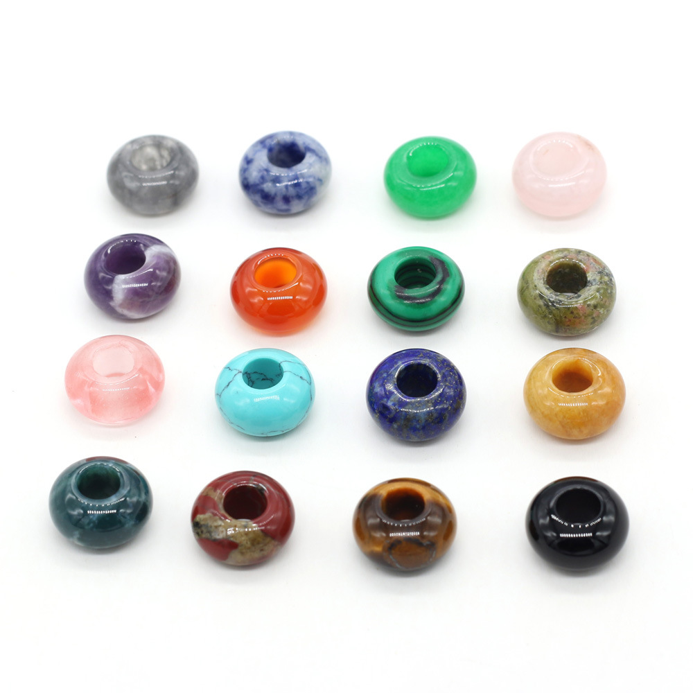 8x14mm天然石头半宝石算盘形大孔珠珠子DIY饰品配件手工制作批发详情13