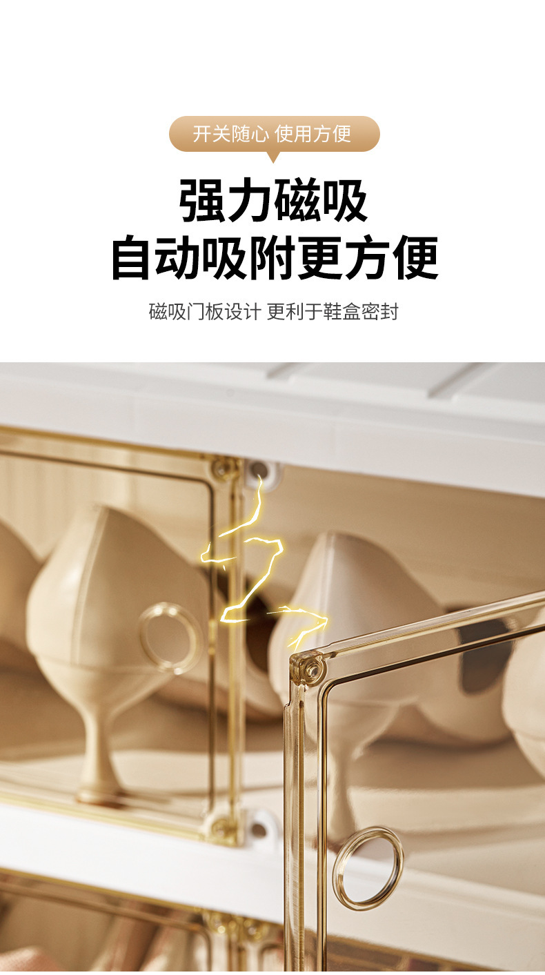单排双排简易免安装鞋盒透明折叠鞋柜球鞋加厚多层塑料鞋架详情9