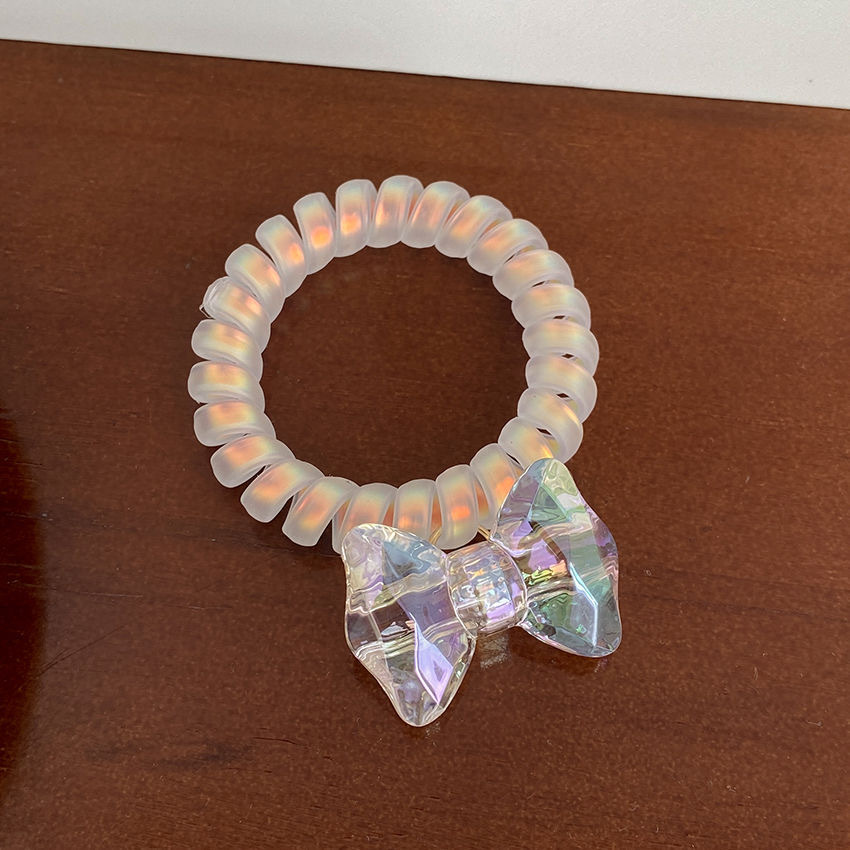 Summer Dreamland ~ Pearl Cartoon Bear telephone line Hair Tie, Popular hair-safe hair tie, Korean hair accessory, headwear pic 7