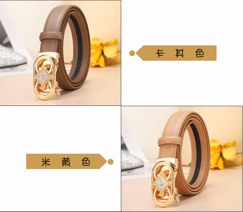 The new pure cowhide Chinese knot automatic buckle simple Korean-style decorative belt and skirt pants for women exude a sense of luxury pic 5