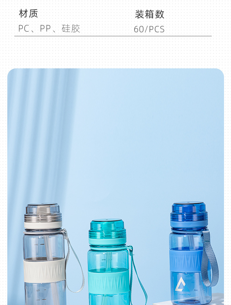 Yiben Guangyu Space Cup, transparent straw, plastic cup, outdoor sports water cup with scale, portable travel cup pic 6