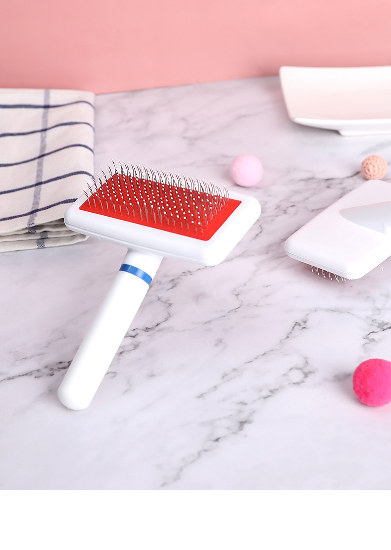 Pet supplies: White plastic-handled fine-needle combs, special dog combs, pet combs, cleaning supplies pic 10