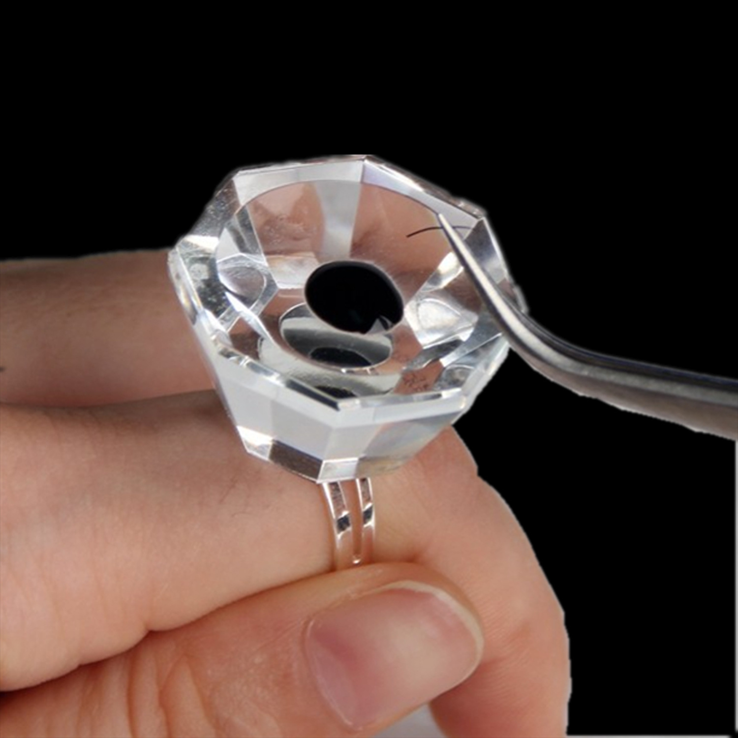 Special crystal ring for eyelash extension, container, glass glue tray, beauty tattoo and eyelash extension tools pic 1