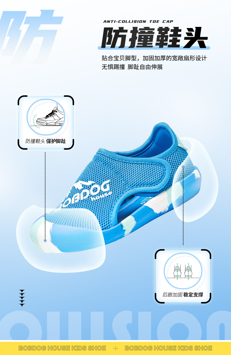 巴布豆夏天童鞋男童软底防滑凉鞋女童幼儿园室内中小童包头沙滩鞋详情7