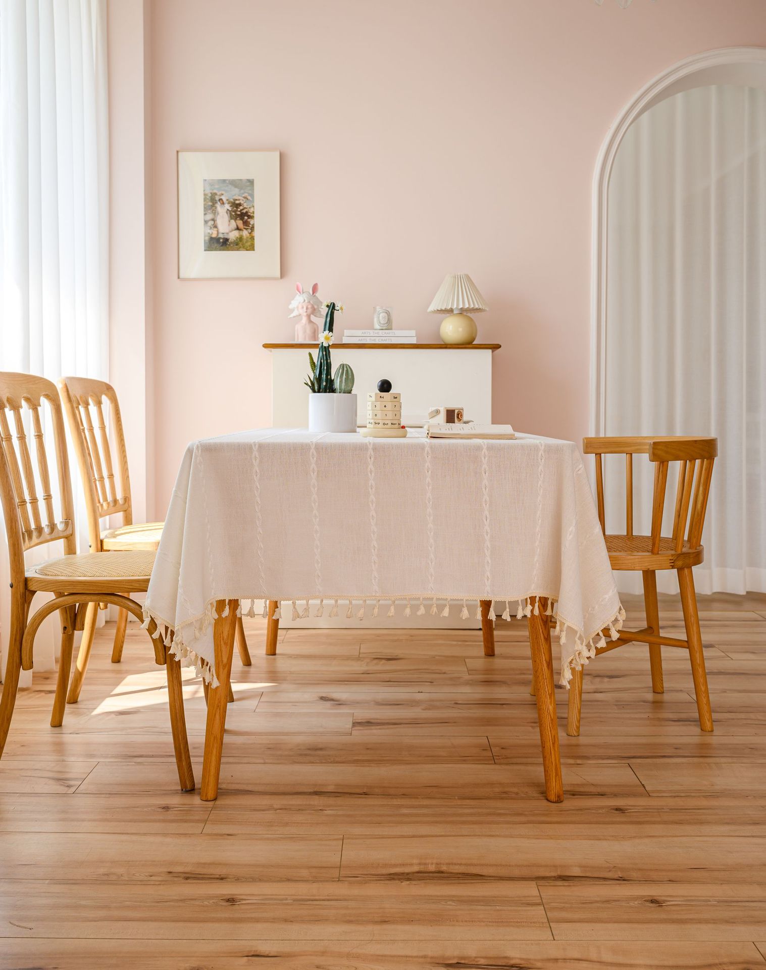 Cross-border three-dimensional embroidered striped tablecloth, popular black solid color, white cotton and linen tablecloth cover, fabric outdoor party pic 4