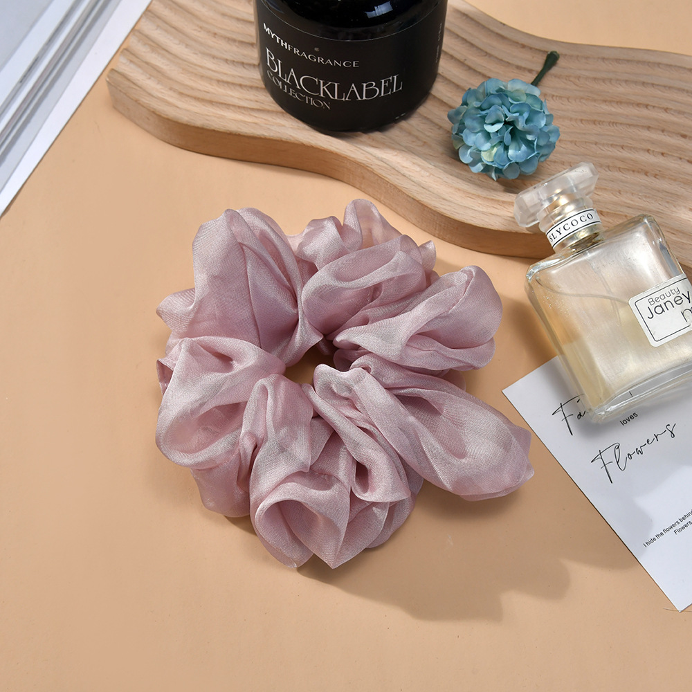 2023年新款大号纯色雪纺大肠发圈欧美女简约款扎头发皮筋厂家直供详情9