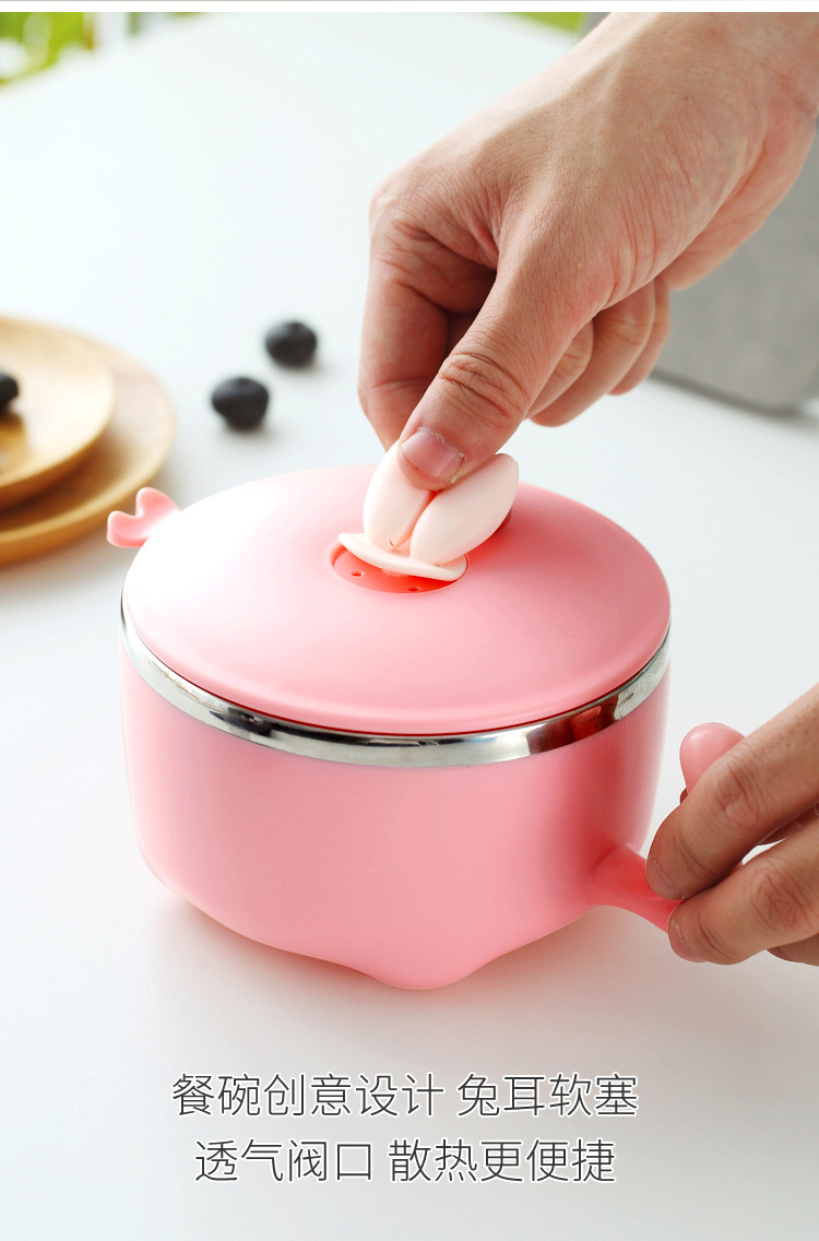 304不锈钢儿童辅食碗保温碗宝宝吃饭碗带手柄防摔幼儿园便当盒详情6