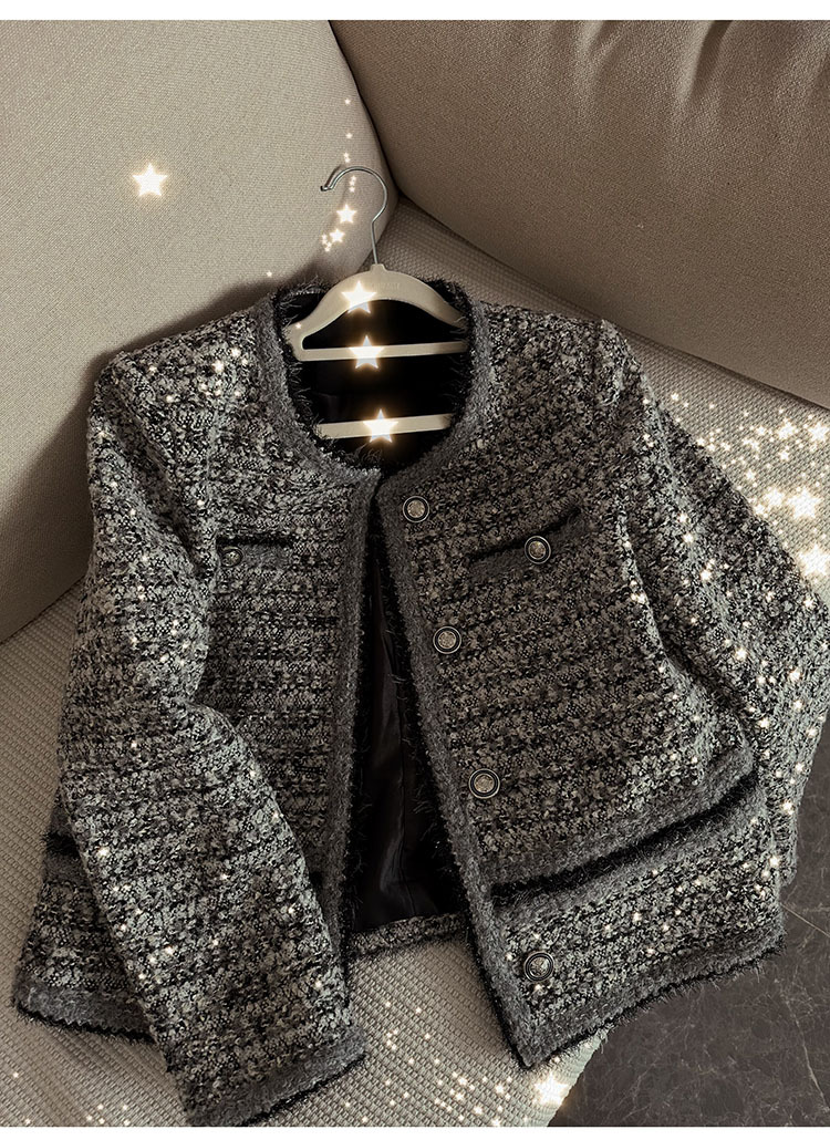 san@collection invierno 2024 nueva mujer pequeña fragancia tweed lana abrigo temperamento abrigo francés pic 17