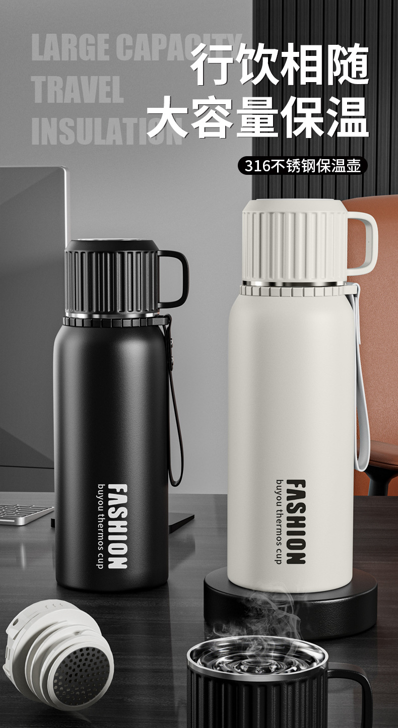 316不锈钢真空保温杯男女外出便携大容量水杯上学办公泡茶保温杯详情1