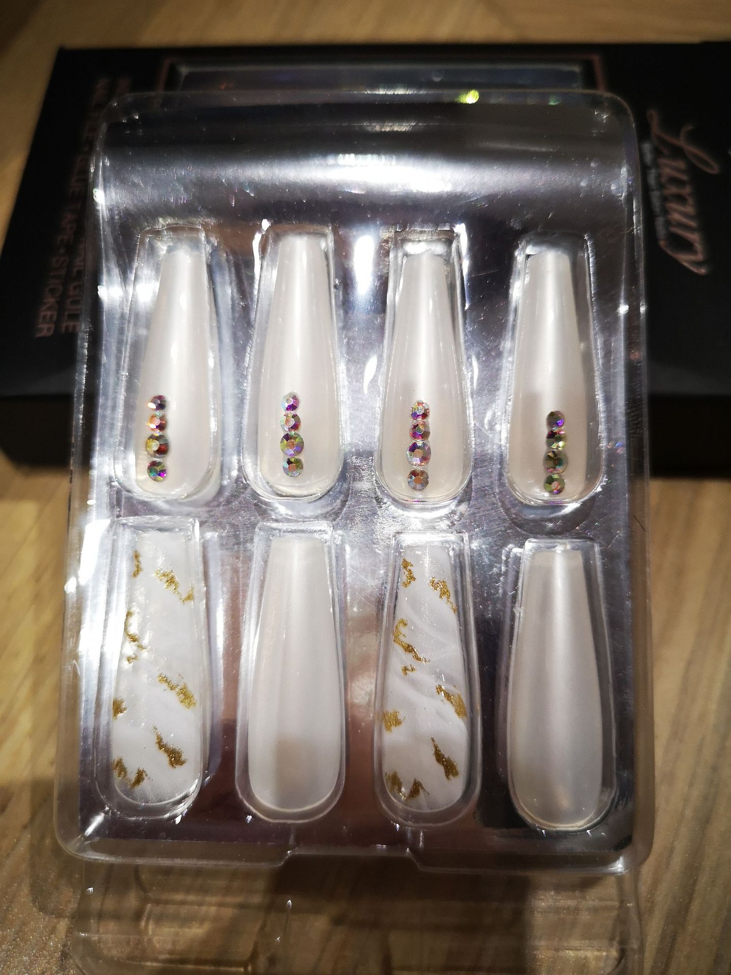 Special offer on 30 pieces of long ballet nail nail patches with diamonds pic 43