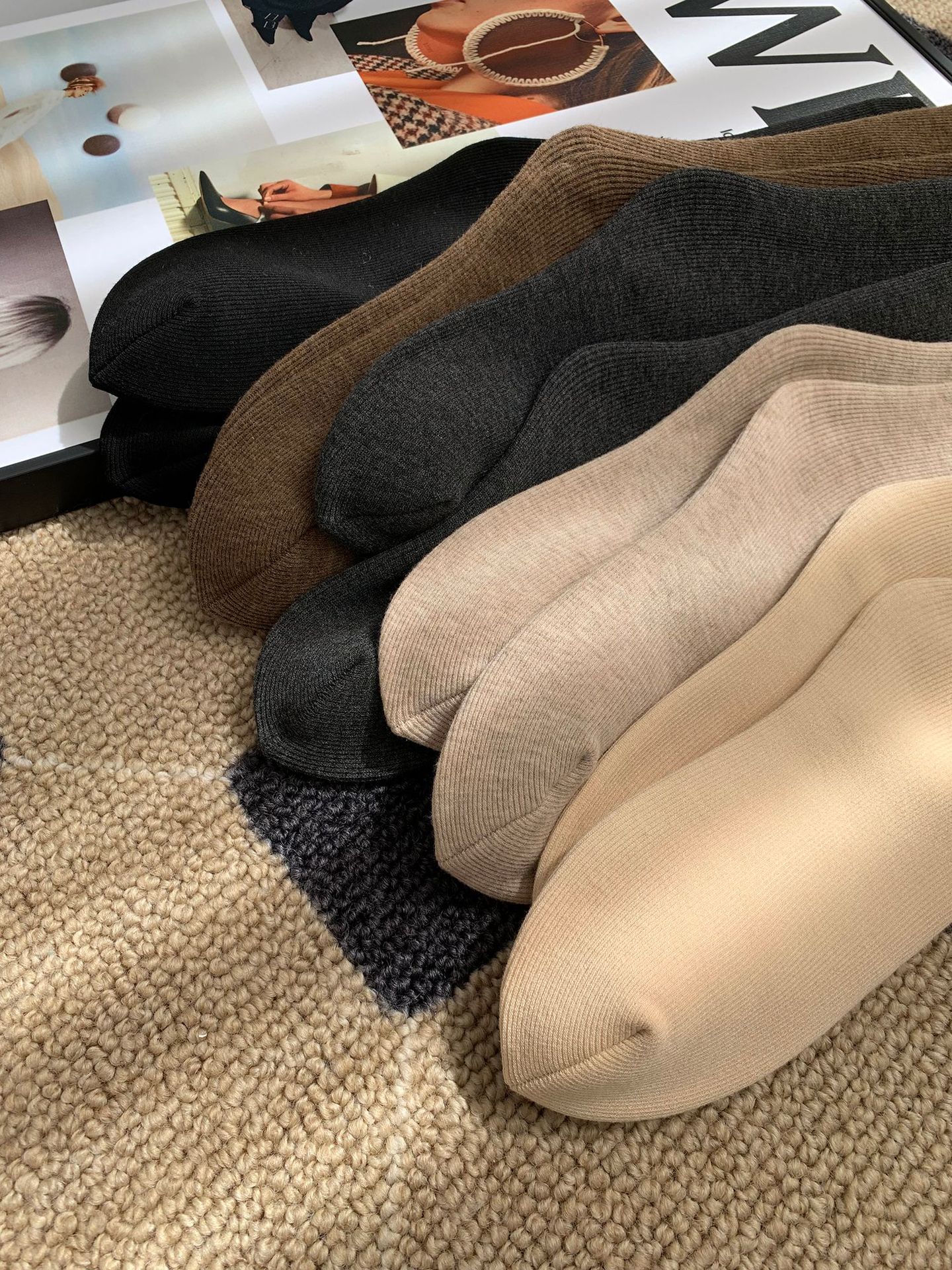 Unisex couple style fleece and thickened warm snow socks, mid-length home cotton socks, postpartum socks, floor socks pic 29