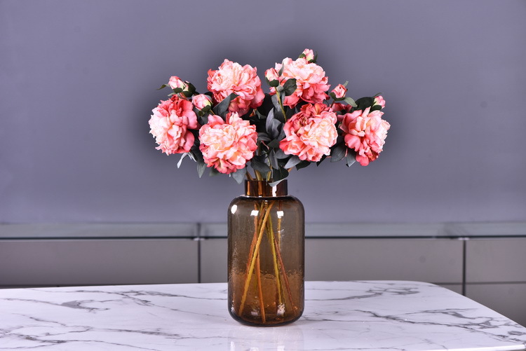 Factory direct sales of 2 simulated peonies, retro charred edge simulated peonies, soft decoration floral art for living rooms, lobbies and homestays pic 54