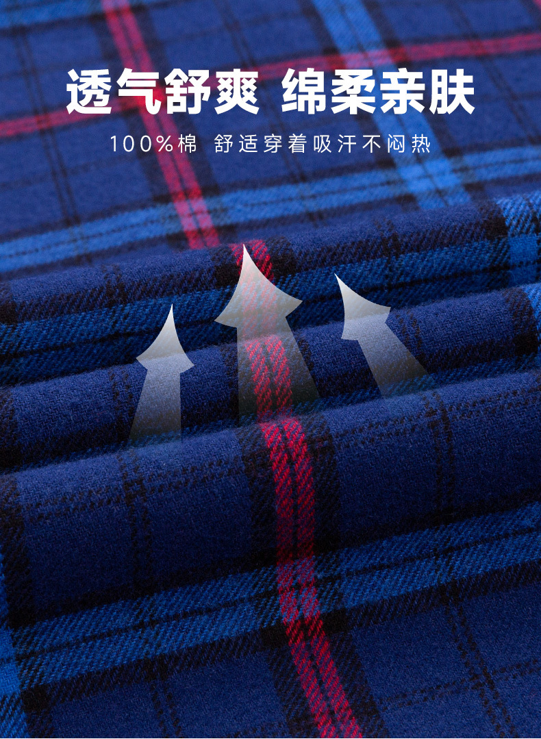 日系复古格子衬衫男长袖纯棉磨毛时尚休闲跨境外贸春秋新款潮衬衣详情11