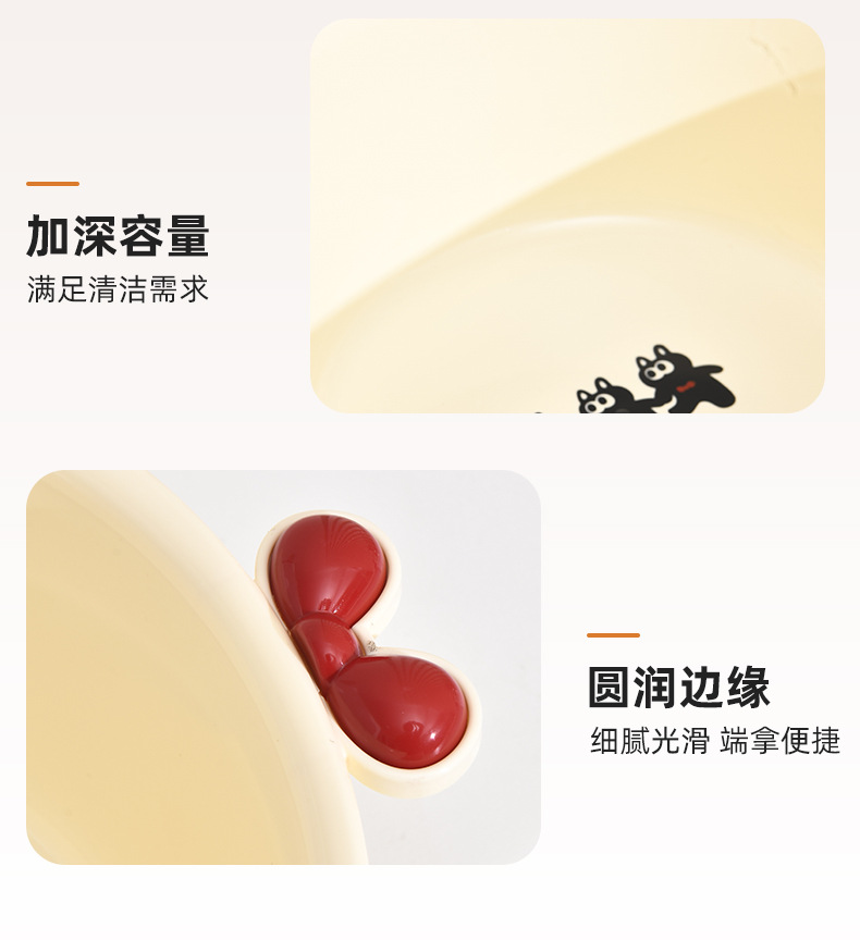 Wholesale G364 washbasin, plastic handle cartoon thickened household cute basin, student dormitory laundry basin, multi-purpose water basin pic 13