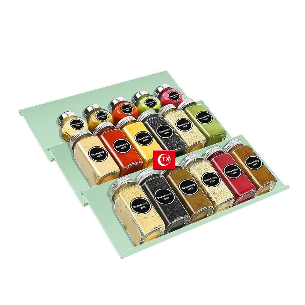 New acrylic black color adjustable kitchen seasoning rack, cabinet drawer organization and storage rack, spice rack pic 12