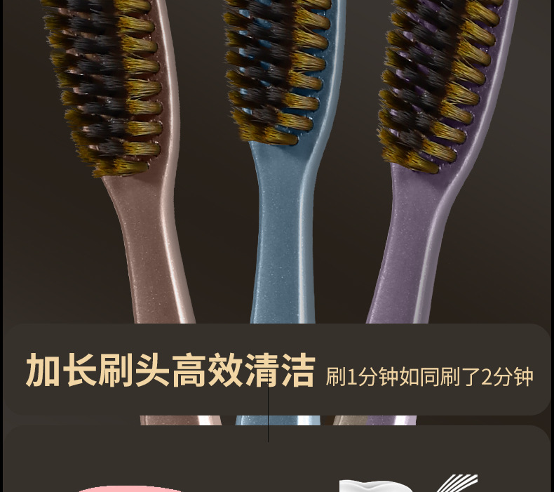 Henke [Innovative U-shaped Clean Long Brush Head] Light Luxury Wide Head Fine Filament Soft Bristles Enlarged and Lengthened Toothbrush Gift Box Set pic 5