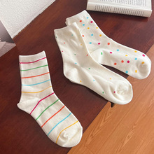 女中筒袜春夏袜子女堆堆袜纯棉条纹袜学院风拉拉袜长筒袜白色袜女详情5