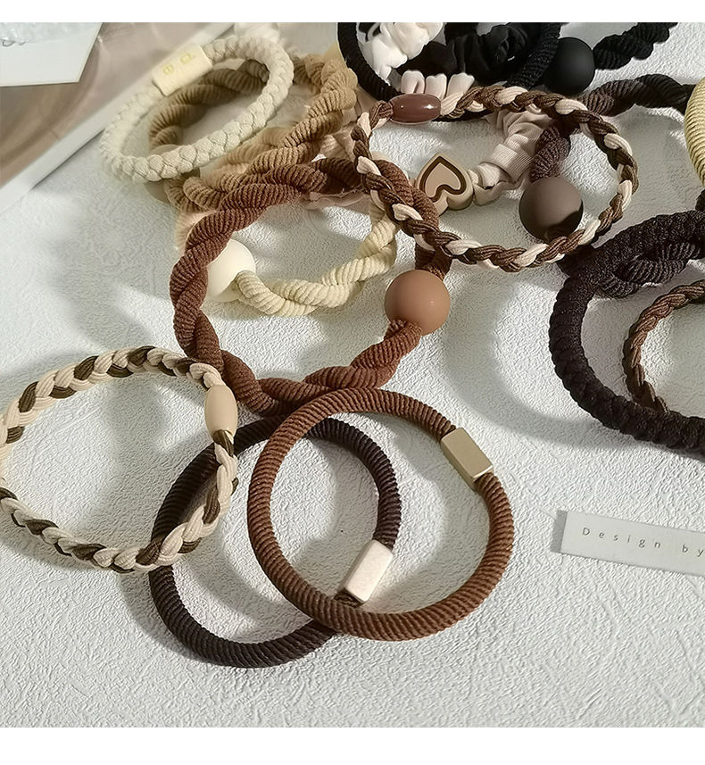 简约耐用橡皮筋女扎头发绳高弹力不伤发头绳发饰时尚马尾发圈头饰详情26