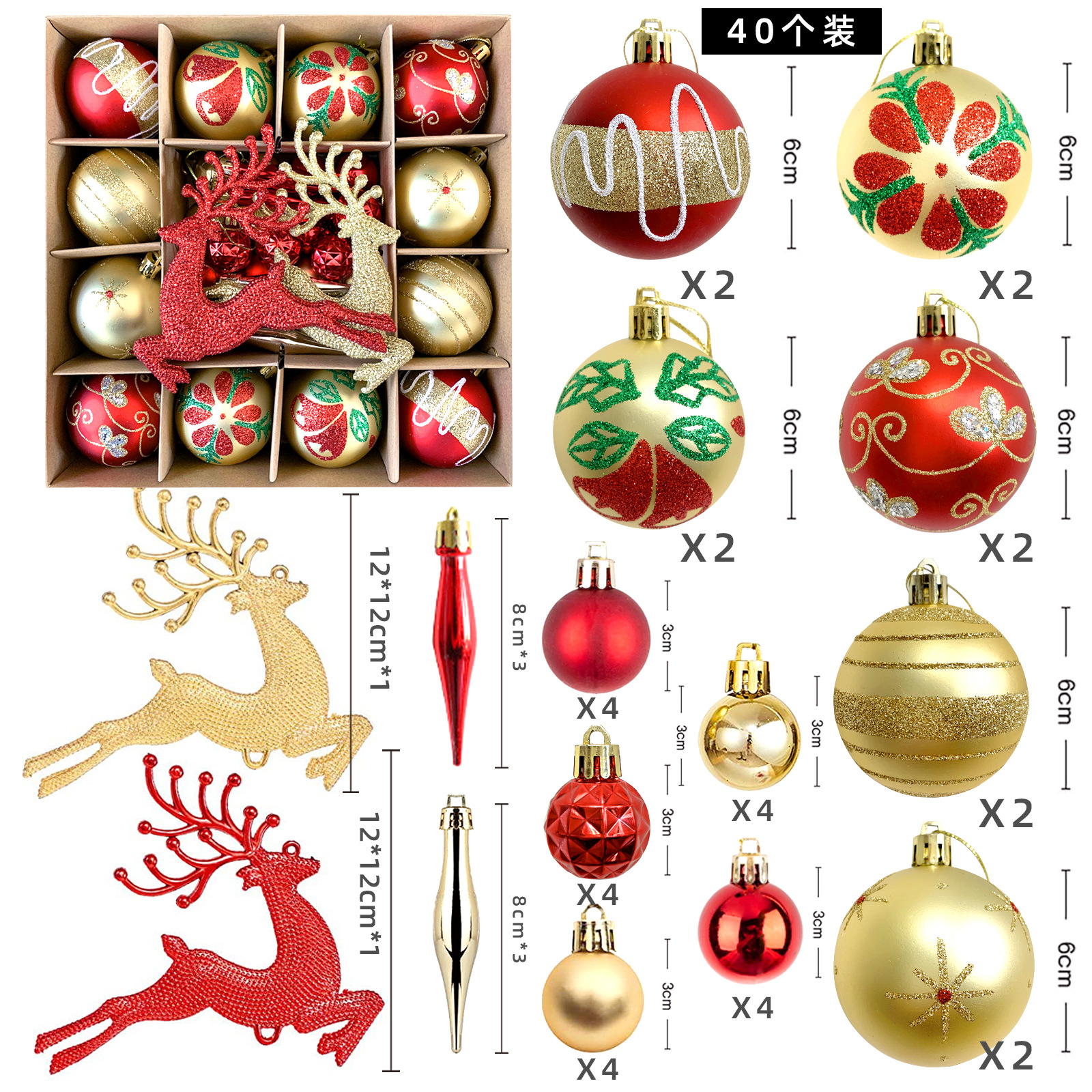 Temu/SHEIN Christmas decorations: Electroplated deer plastic balls, painted Christmas ball sets, Christmas tree pendants pic 9