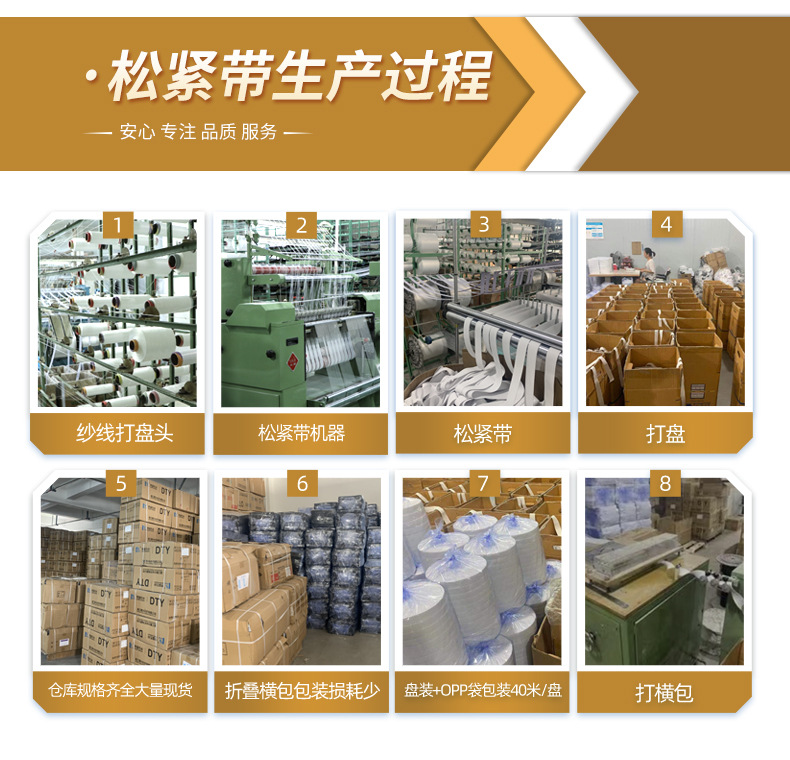 厂家现货高弹6MM黑白色扁窄走马松紧带 床笠袖套收口跑马松紧带详情16