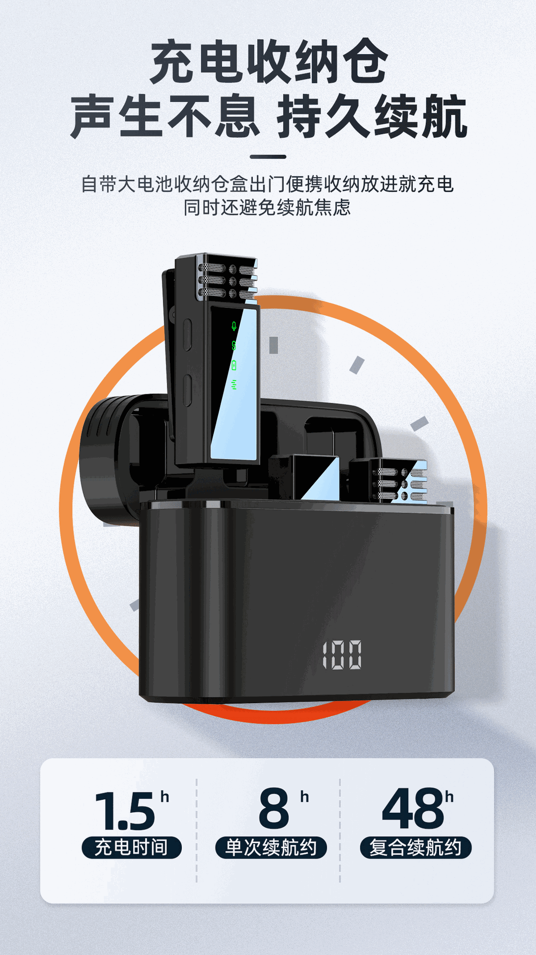 跨境新款私模无线领夹麦克风J68直播户外收音降噪混响监听麦克风详情13