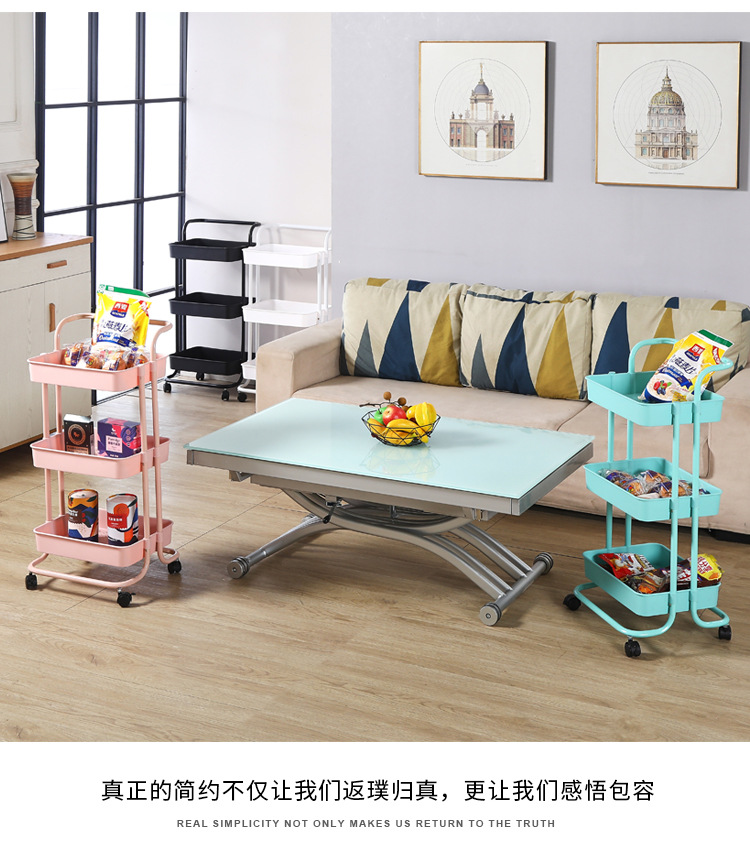 Kitchen mobile trolley, multi-layer bathroom organization rack, wheeled storage rack, living room storage trolley, beauty cart pic 5