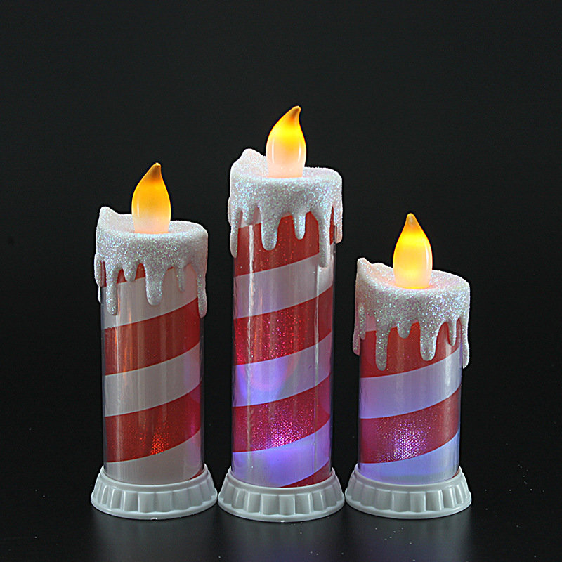 Red LED electronic striped simulation teardrop candle Christmas candle pic 2
