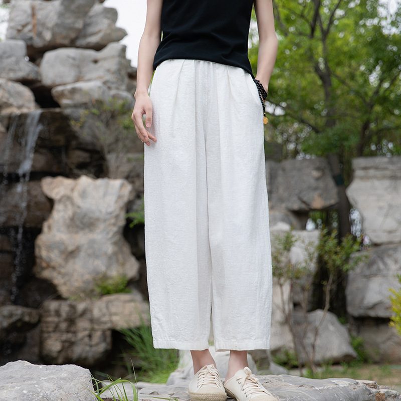 New Spring/Summer 2023 artistic and retro loose linen drape casual pants pic 4