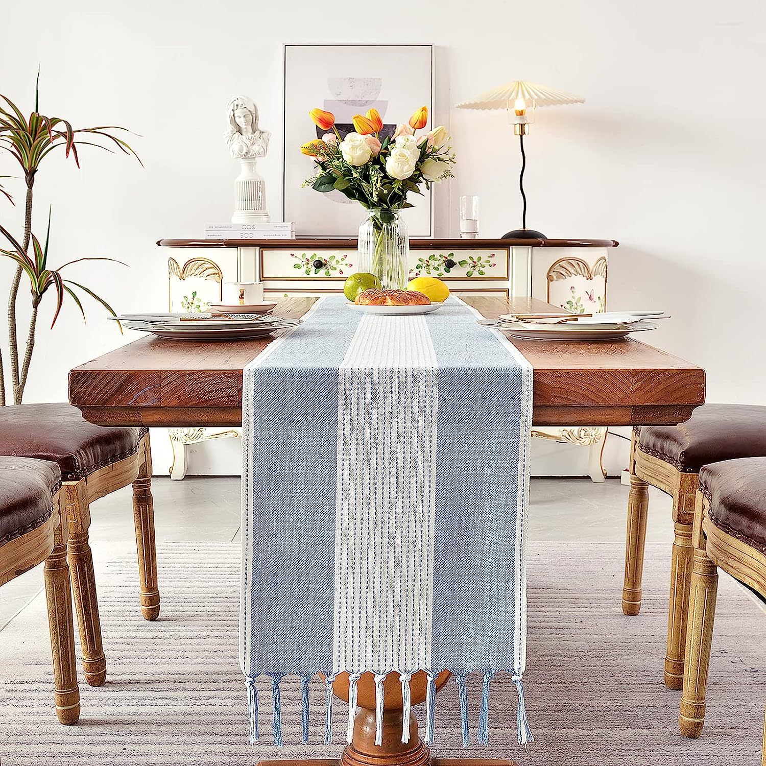 Cross-border factory direct supply table flags, American color-blocked striped tablecloths, Nordic coffee tables, long bed flags, shoe cabinet flags, tea flags pic 24