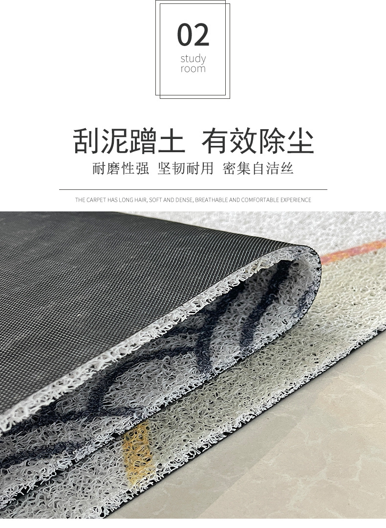 卡通可爱家用耐磨玄关大门口刮泥蹭土脚垫家用防滑耐磨丝圈地垫详情9