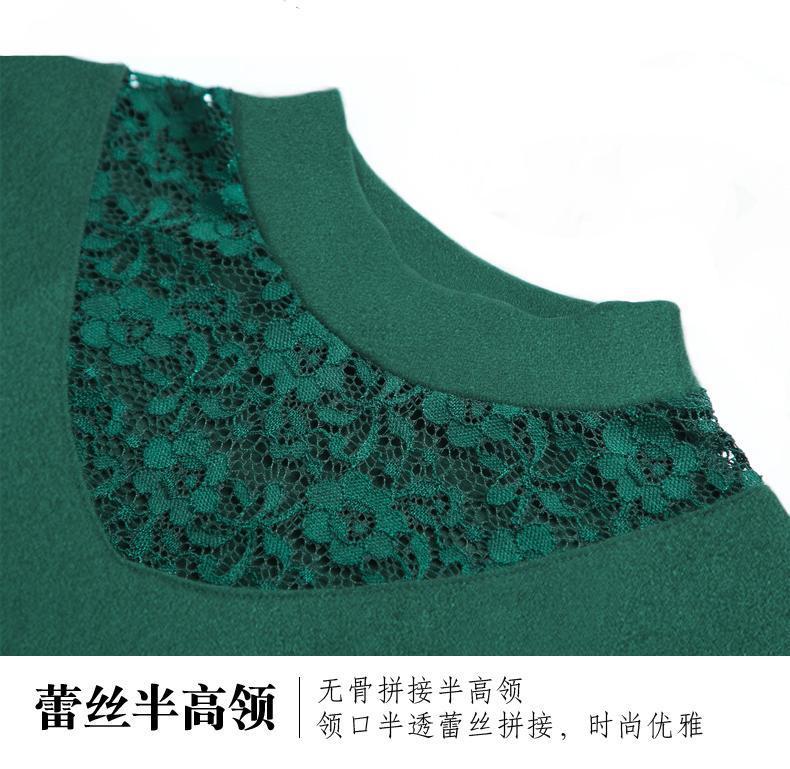 一件代发双面德绒蕾丝半高领打底衫秋冬季修身显瘦设计感保暖上衣详情7