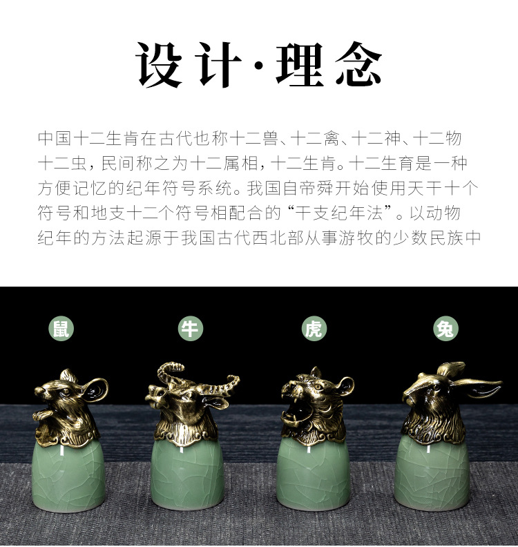 Ceramic wine sets, twelve Chinese zodiac animal heads, white spirit cups, wine dividers, gift wine glasses, high-end gift box packaging set gifts pic 2