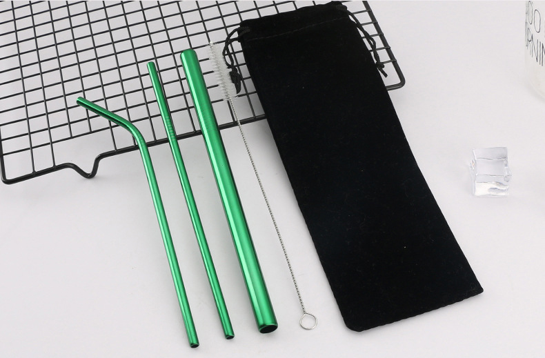 Food-grade 304 stainless steel straw set, coffee and milk tea straw, long stirring straw, custom logo stainless steel straw sleeve, straw brush with fabric bag, eco-friendly straw set pic 12