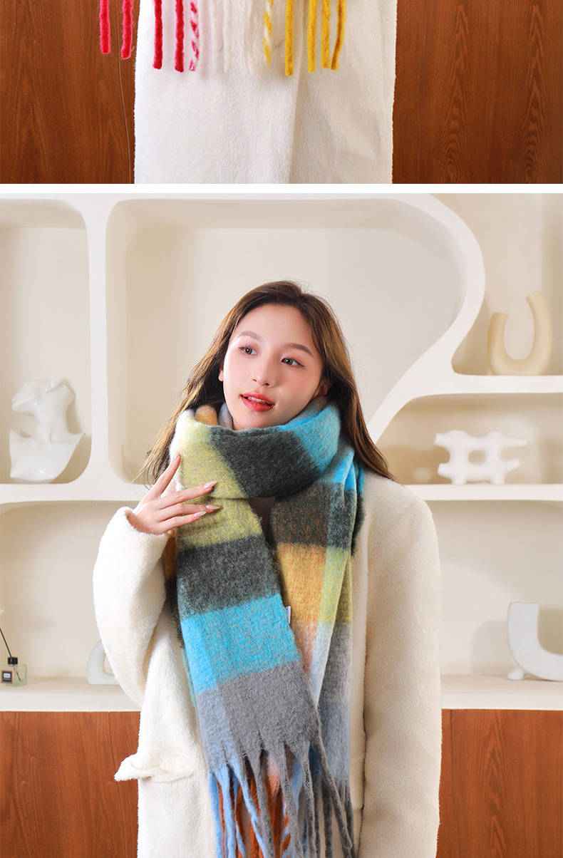圈圈纱彩色AC格子围巾女冬季加厚保暖仿马海毛粗须仿羊绒披肩外贸详情16
