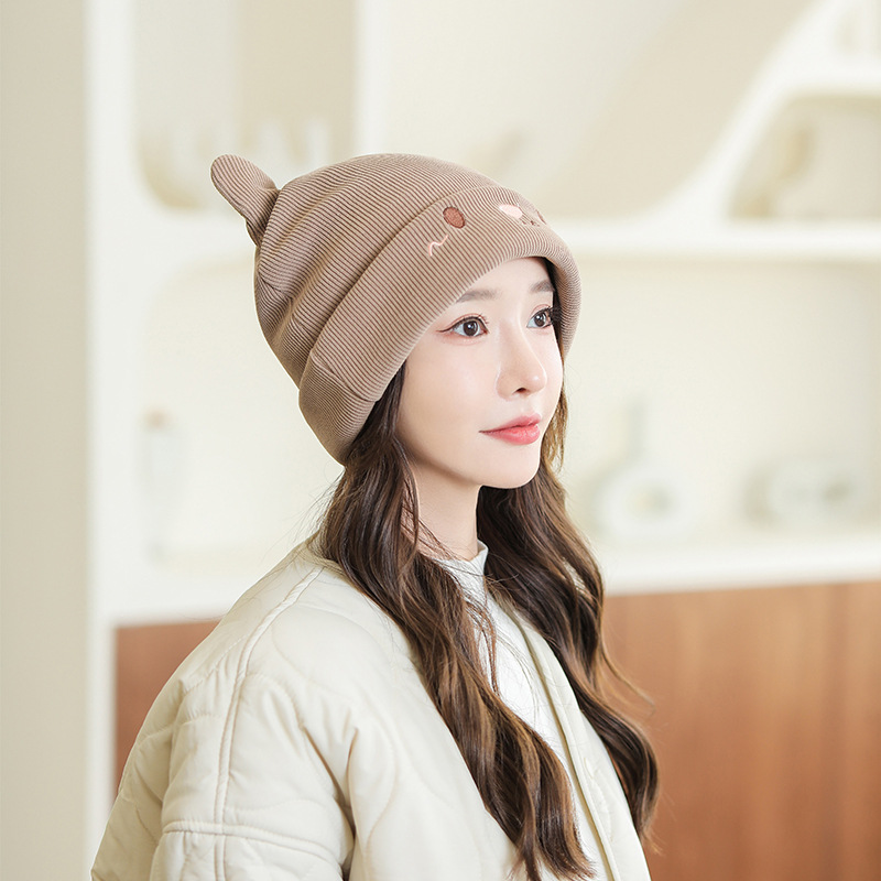Gorro de punto mujer otoño invierno japonés manga de dibujos animados lindo gorro de oreja de conejo versión coreana heap heap gorro térmico gorro frío pic 6