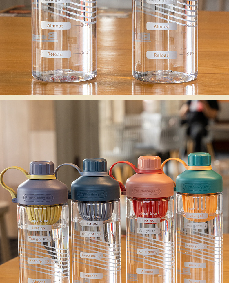 图一良品简约便携耐高温大号塑料水杯男女手提大容量吸管塑料杯商用饮料杯550ML650ML详情2