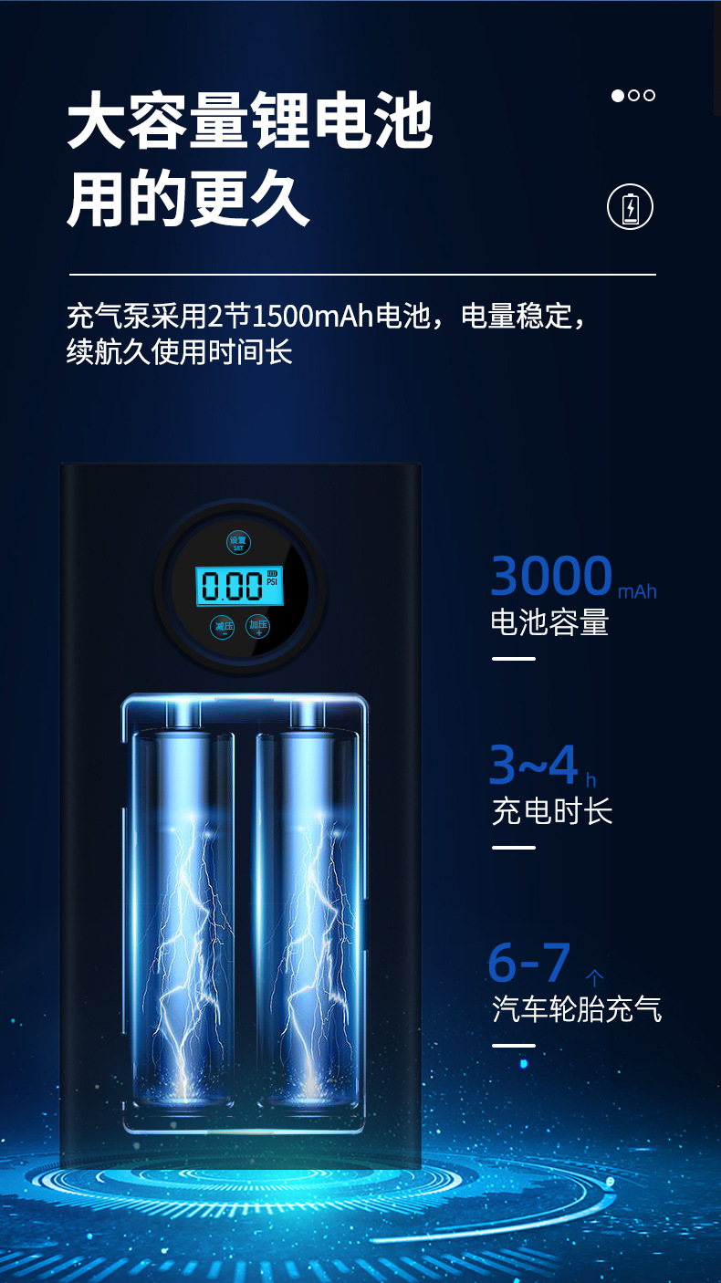 Vehicle-mounted air pump, small car air pump, portable digital display air pump, electric air pump, tire air pump pic 6