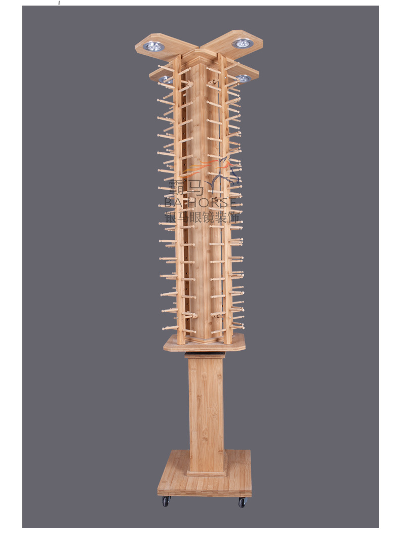 New retro bamboo glasses display stand, sunglasses stand, floor-standing rotating creative sunglasses display shelf pic 11