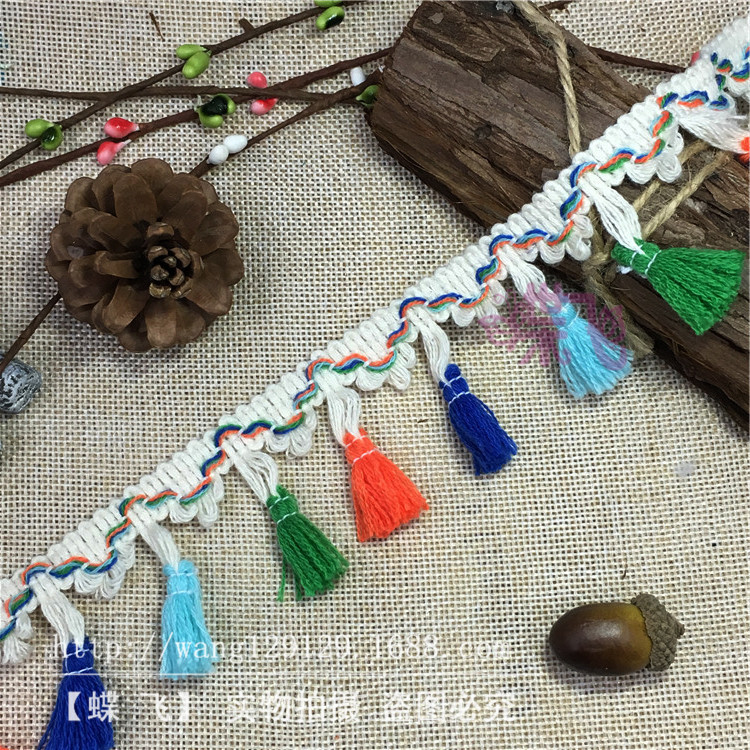 Factory B50 Colorful three-flower flowered tassel broom lace four-color broom DIY handmade clothing accessories lace webbing pic 21