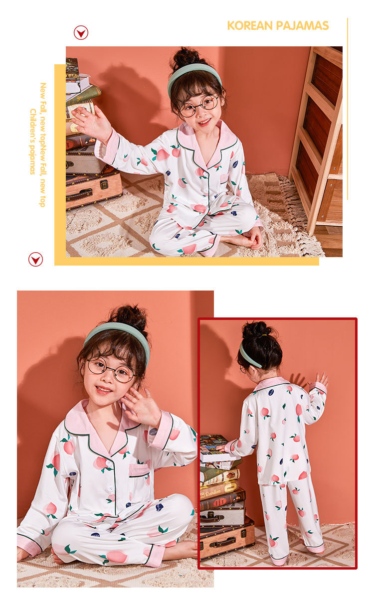 儿童睡衣女孩春夏长袖翻领牛奶丝套装开衫宝宝卡通外贸男童家居服详情21