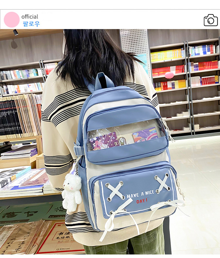 New student schoolbag, Japanese-style cute and fresh girl backpack, large capacity for junior high school students, trendy backpack for primary school boys pic 2