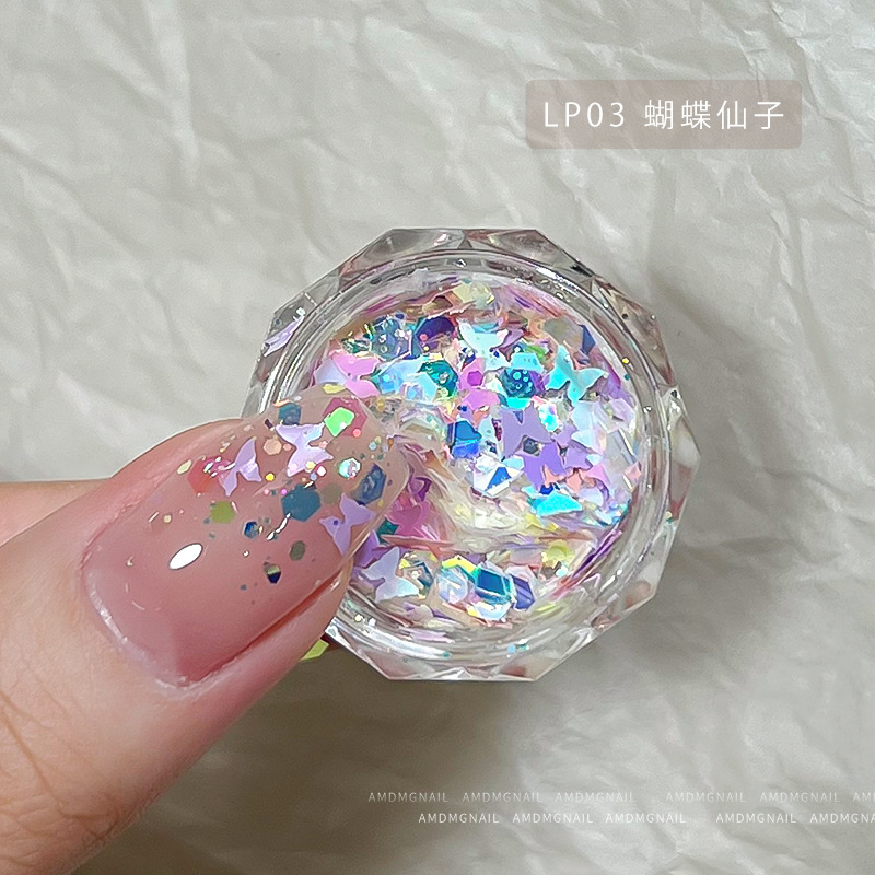 The 2024 new style of nail sequins is a popular and trendy four-star heart-shaped star pink glitter nail decoration for girls pic 4