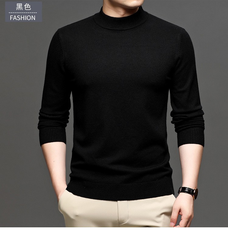 Mishima live nuevo otoño invierno color sólido cuello medio alto cashmere hombre slim suéter hombre legging suéter hombre pic 14