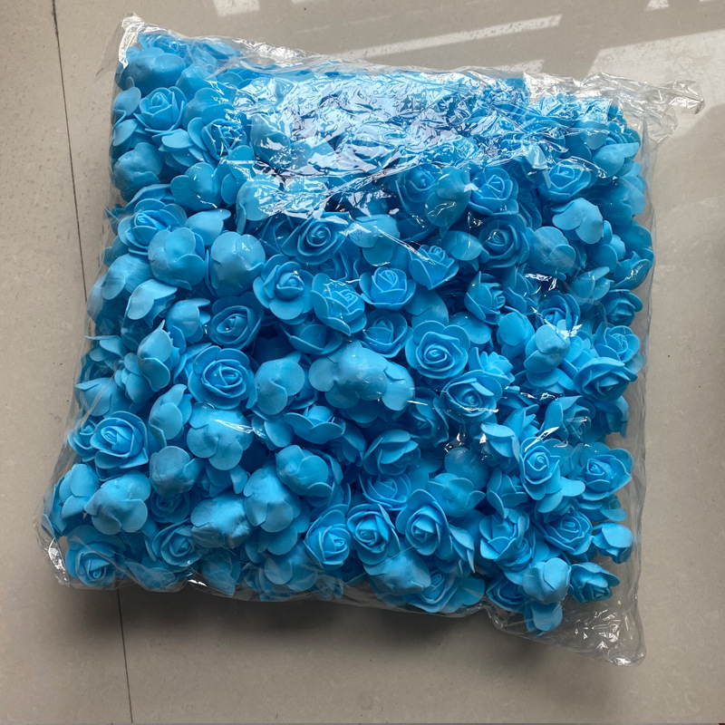 外贸3.5cm泡沫花玫瑰花pe花头 diy材料包辅料配件环喜糖盒小花朵详情9