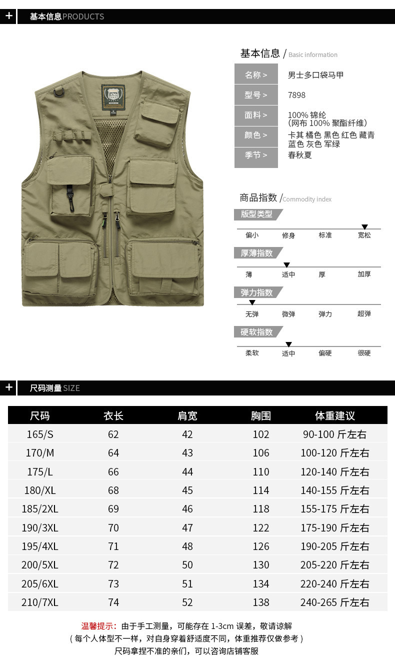 工装跨境透气坎肩马甲定制男士摄影多口袋钓鱼安全反光背心印logo详情5