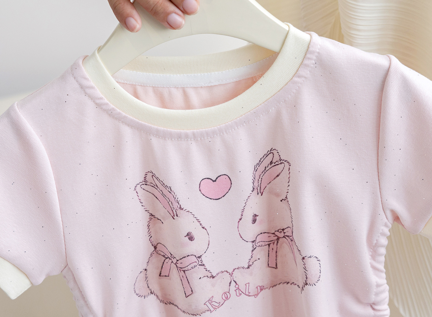 女童夏季短袖韩版2024新款儿童纯色卡通T恤女宝宝抽绳半袖上衣潮详情12