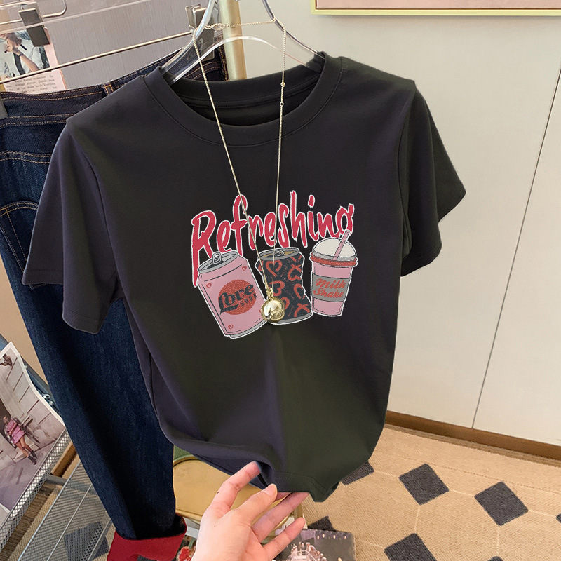 圆领短袖T恤女2025夏季新款精梳棉时尚百搭洋气减龄宽松显瘦ins潮详情6