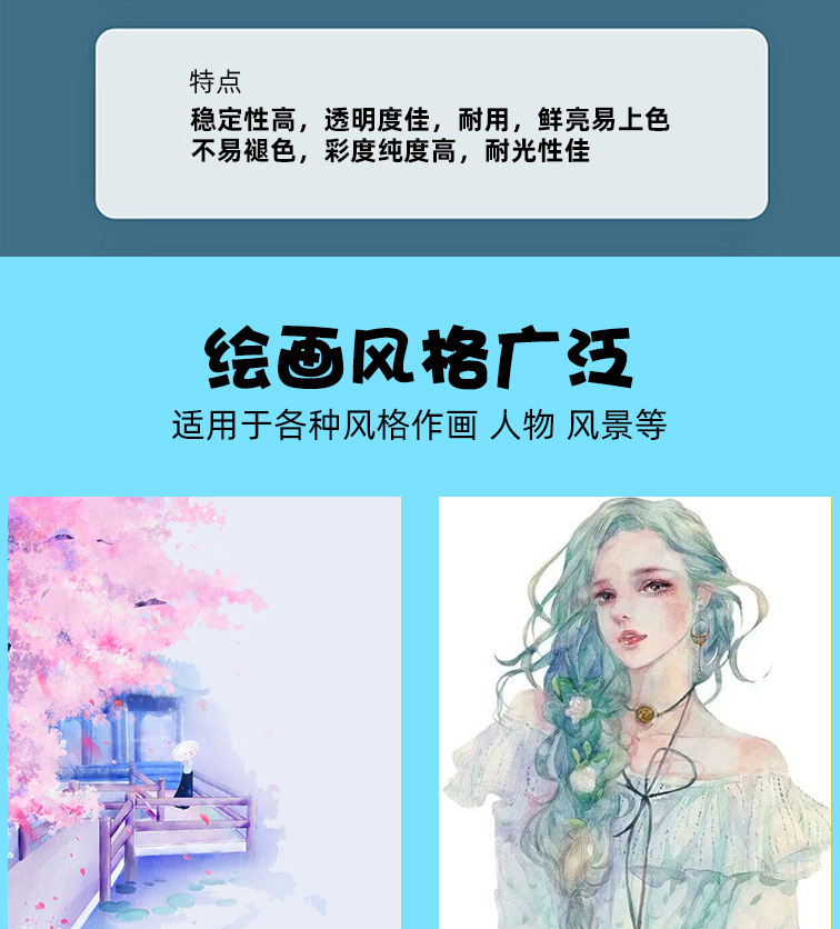 马格利特固体水彩跨境批发颜料绘画水粉入门全套便携粉饼手绘彩绘详情29